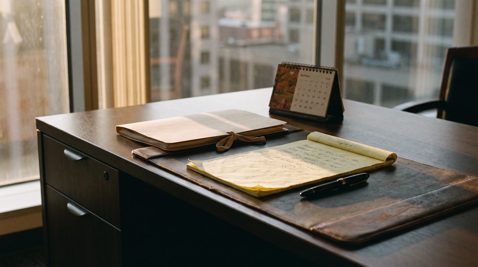 Legal pad, case file and calendar marking California personal injury filing deadlines