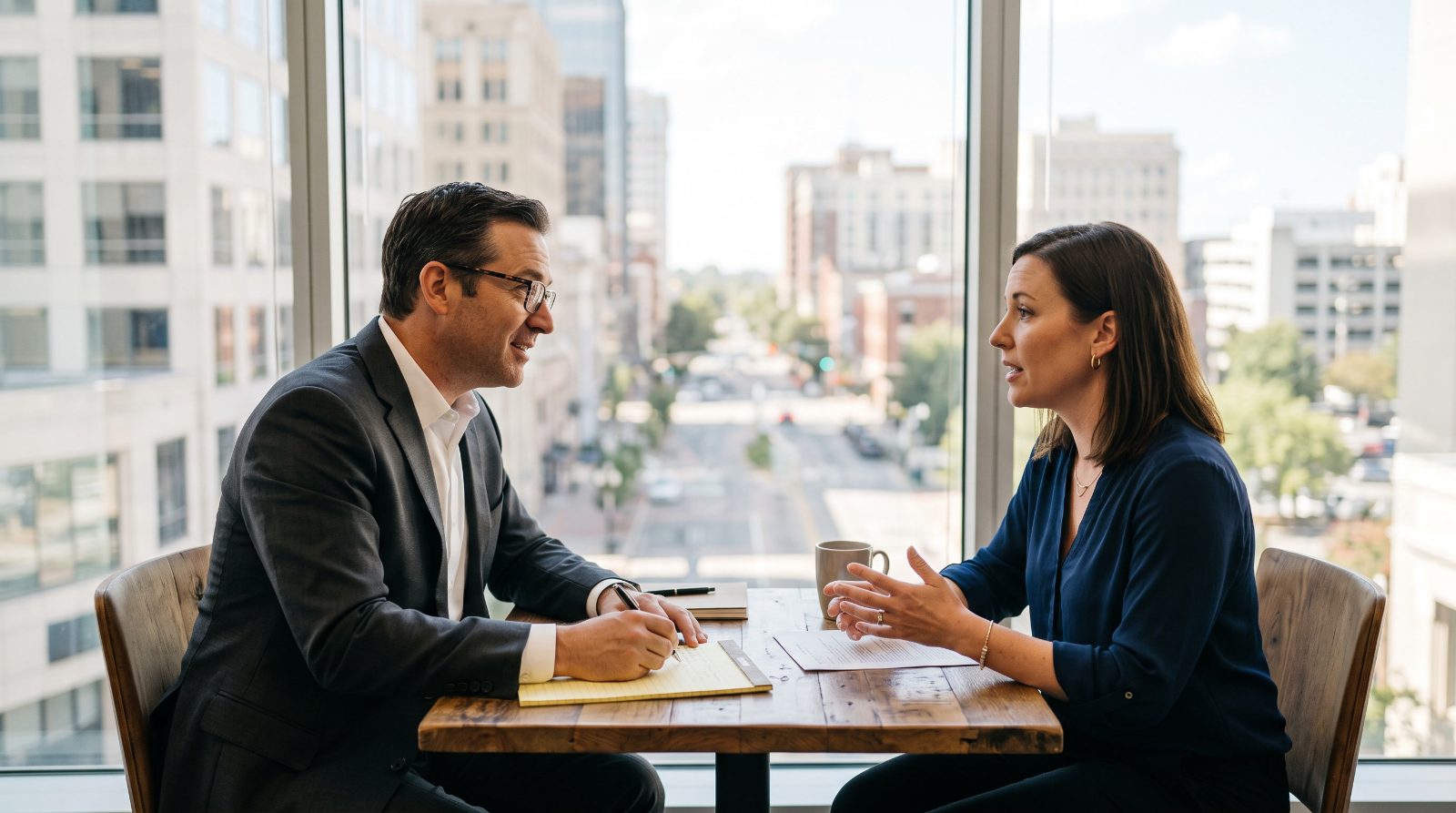 San Diego injury attorney taking notes during a free consultation with a client